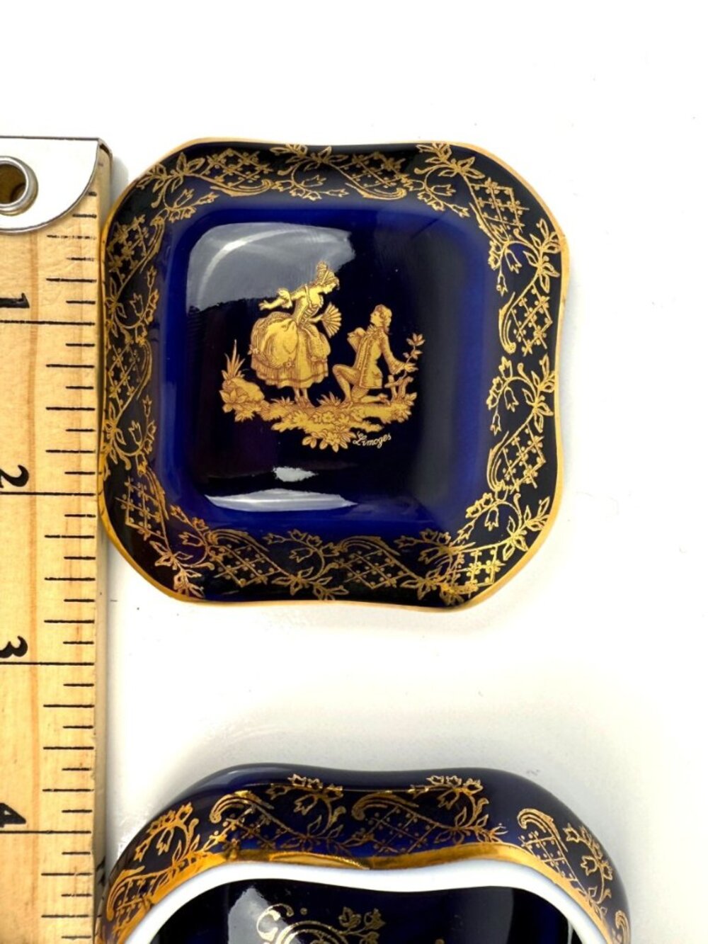 LIMOGES FRANCE Ornate Gold Gilded Cobalt Blue Porcelain Trinket‎ Box - Picture 11 of 13